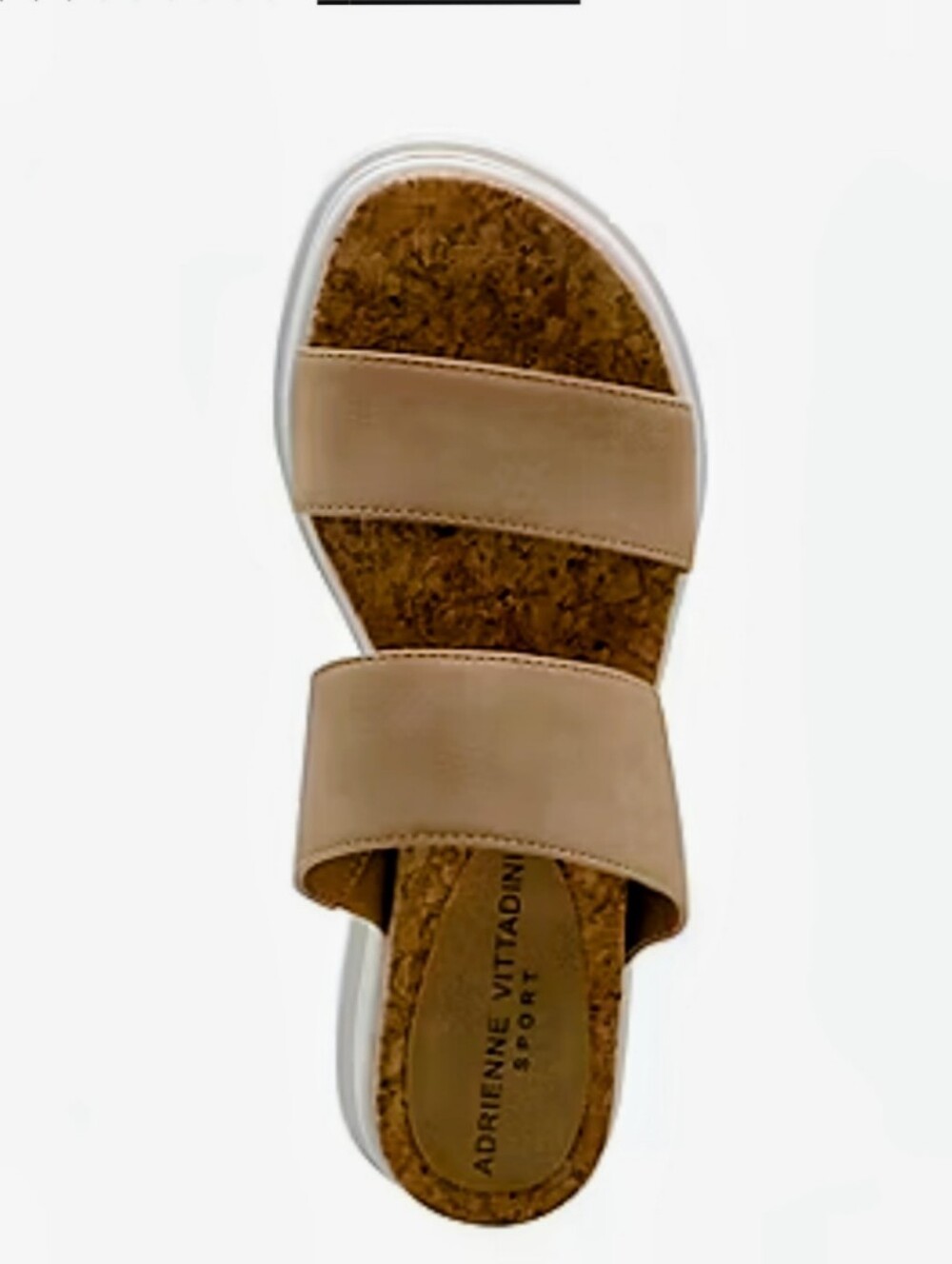 Adrienne Vittadini Beige Double-Strap Cork Slide Sandal